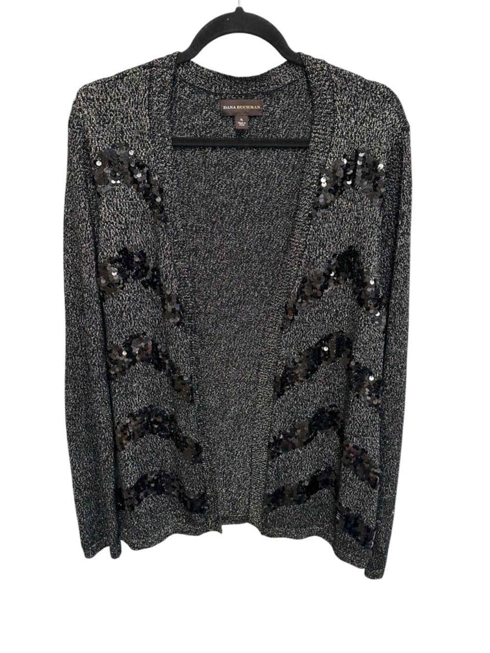 Dana Buchman open front knit sequined and metallic thread cardigan sweater XL